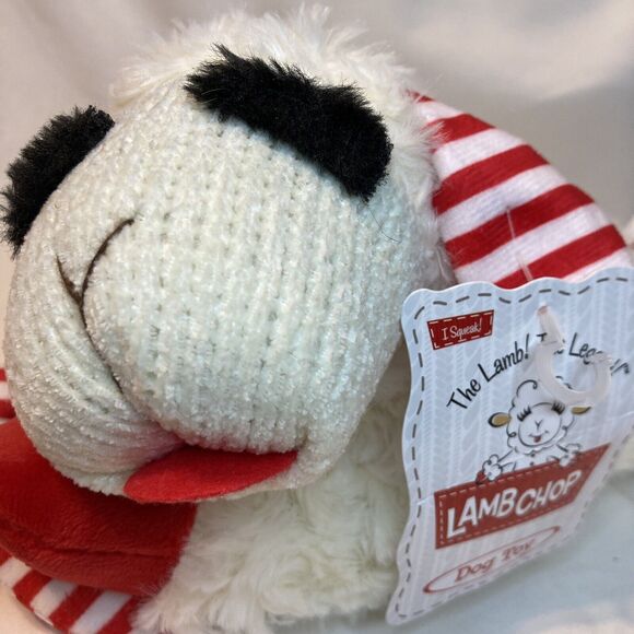 Multipet Sock-Face Lamb Chop Dog Toy w/Candy Cane Holiday Plush Soft Cute - Picture 14 of 16